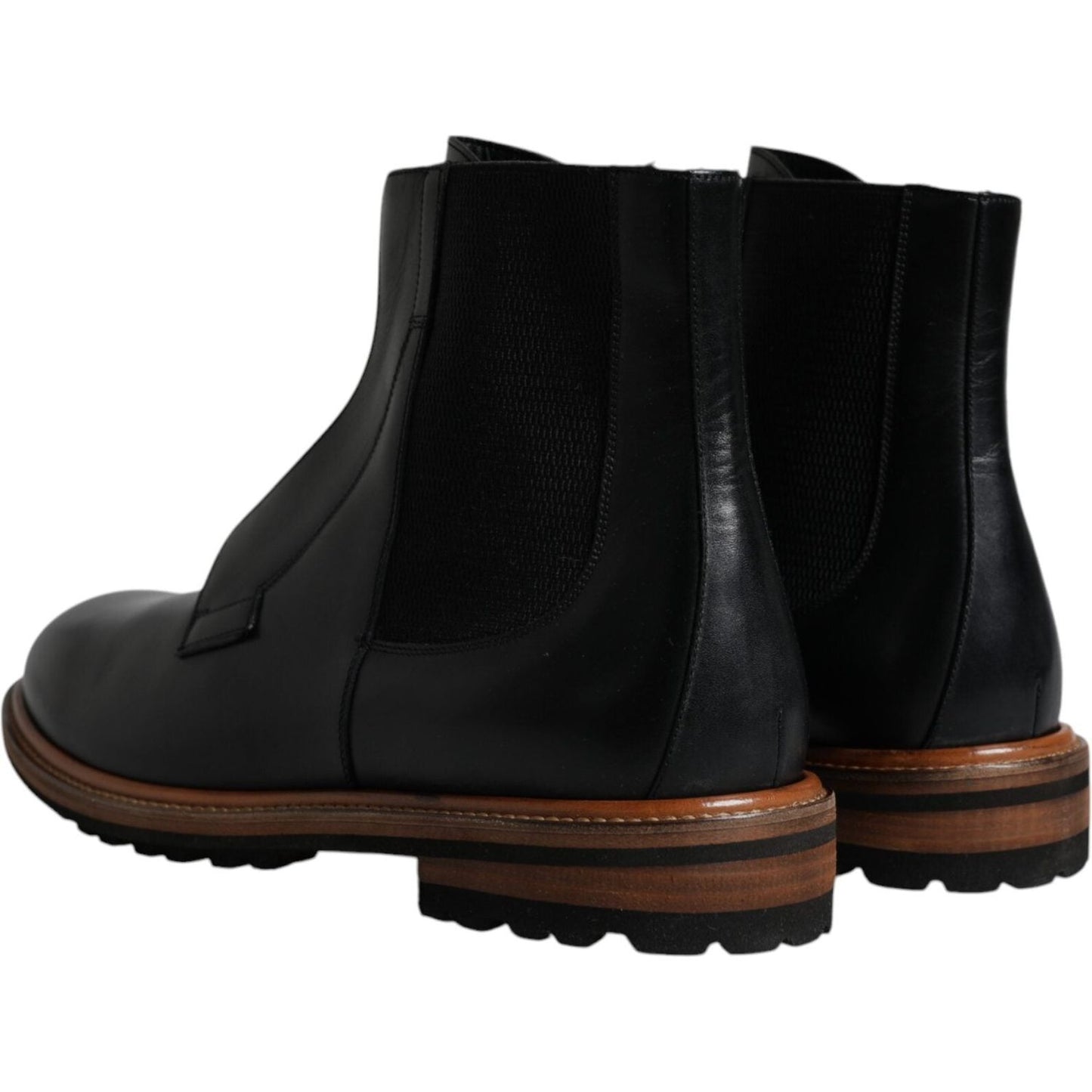 Dolce & Gabbana Black Leather Chelsea Mid Calf Men Boots Shoes Dolce & Gabbana Black