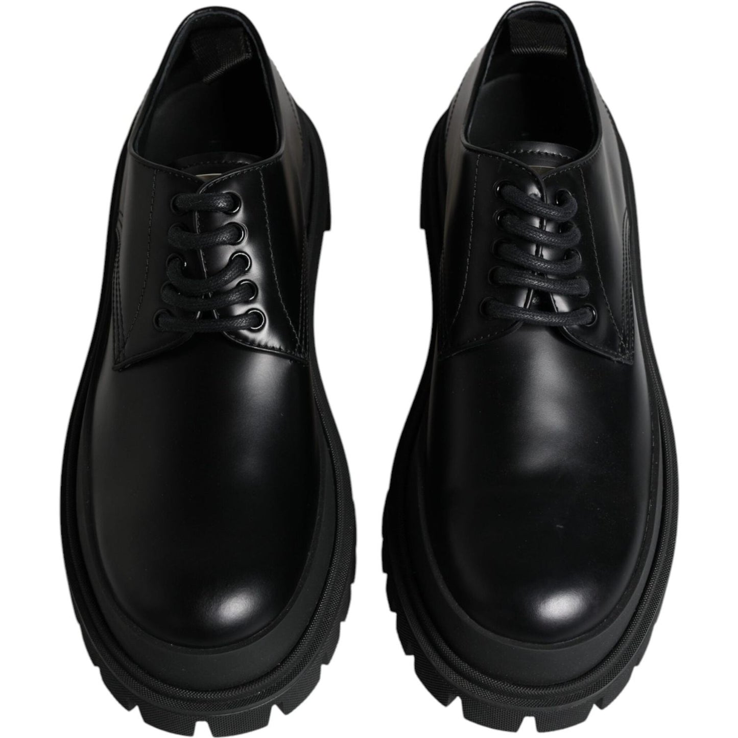 Dolce & Gabbana Black Leather Lace Up Trekking Dress Shoes Dolce & Gabbana Black