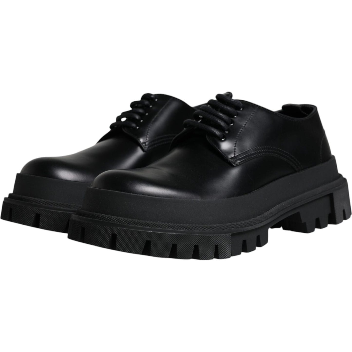 Dolce & Gabbana Black Leather Lace Up Trekking Dress Shoes Dolce & Gabbana Black
