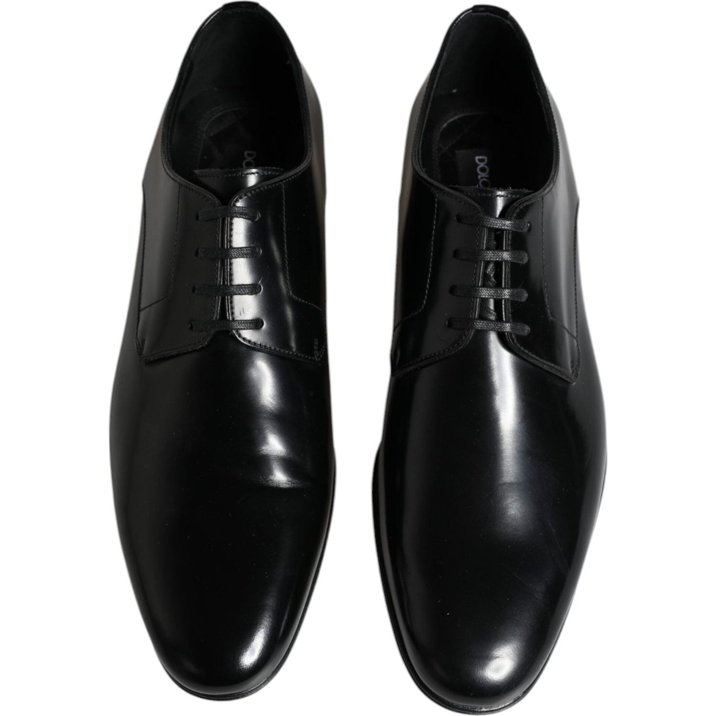 Dolce & Gabbana Black Leather Lace Up Men Derby Formal Shoes Dolce & Gabbana Black