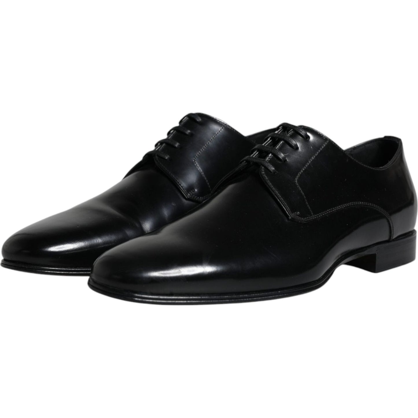 Dolce & Gabbana Black Leather Lace Up Men Derby Formal Shoes Dolce & Gabbana Black