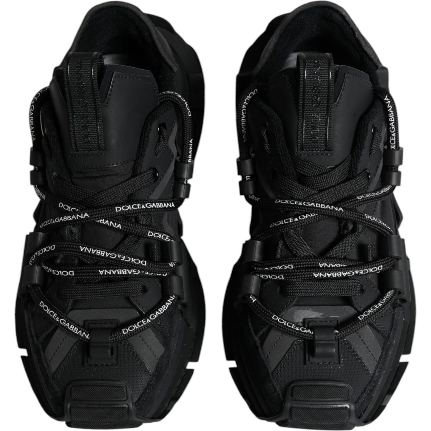 Dolce & Gabbana Black Low Top Space Lace Up Sneakers Shoes Dolce & Gabbana Black