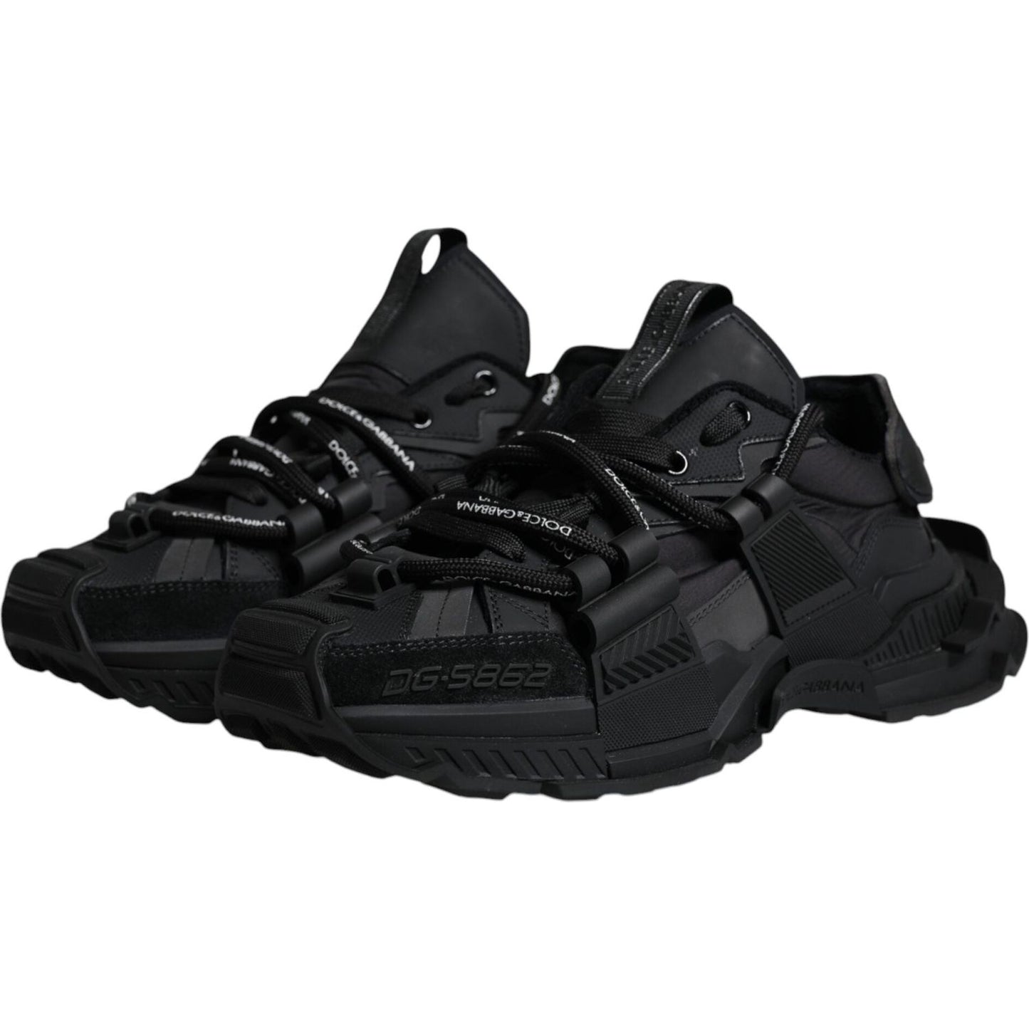 Dolce & Gabbana Black Low Top Space Lace Up Sneakers Shoes Dolce & Gabbana Black