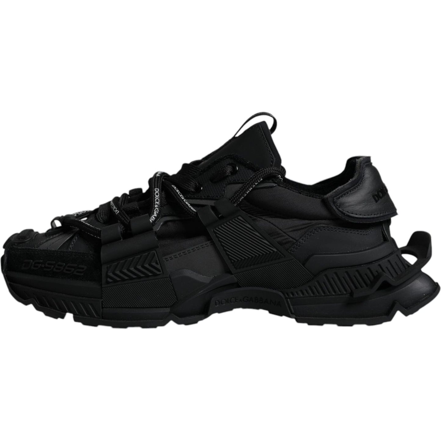 Dolce & Gabbana Black Low Top Space Lace Up Sneakers Shoes Dolce & Gabbana Black