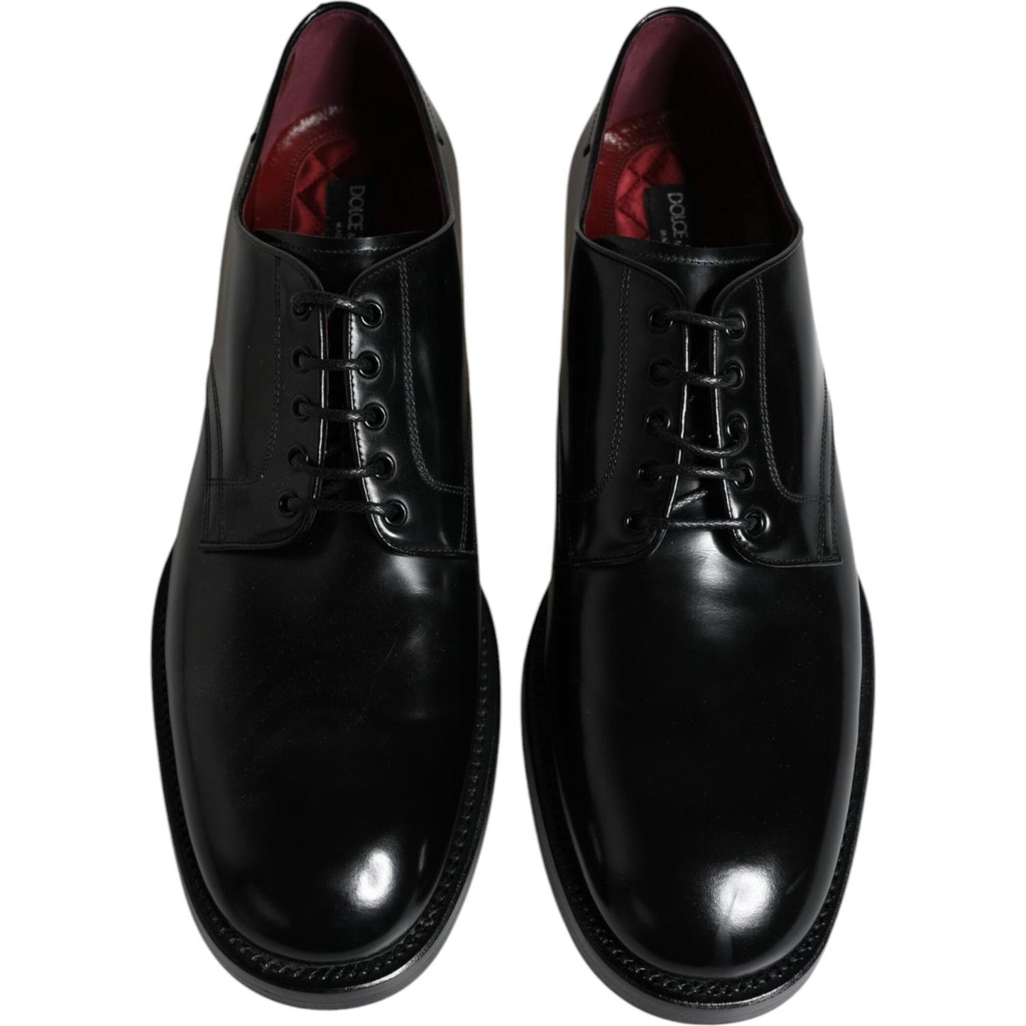 Dolce & Gabbana Black Leather Lace Up Men Derby Formal Shoes Dolce & Gabbana Black
