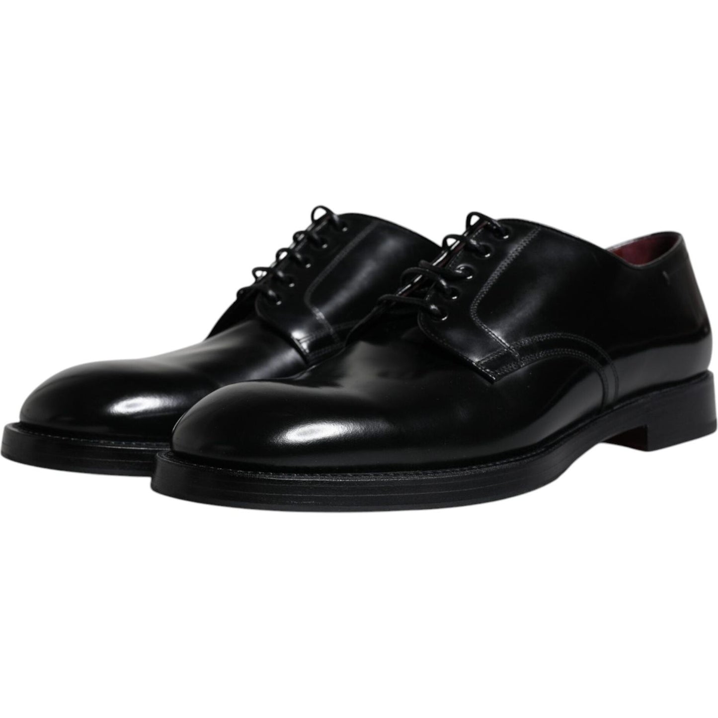 Dolce & Gabbana Black Leather Lace Up Men Derby Formal Shoes Dolce & Gabbana Black