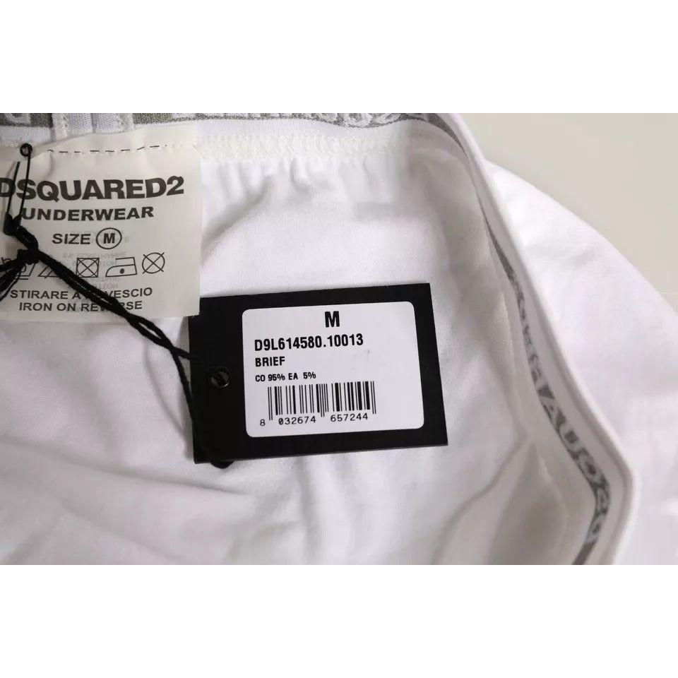 Dsquared² White Cotton Stretch Women Mid Waist Panty Underwear Dsquared² Gray
