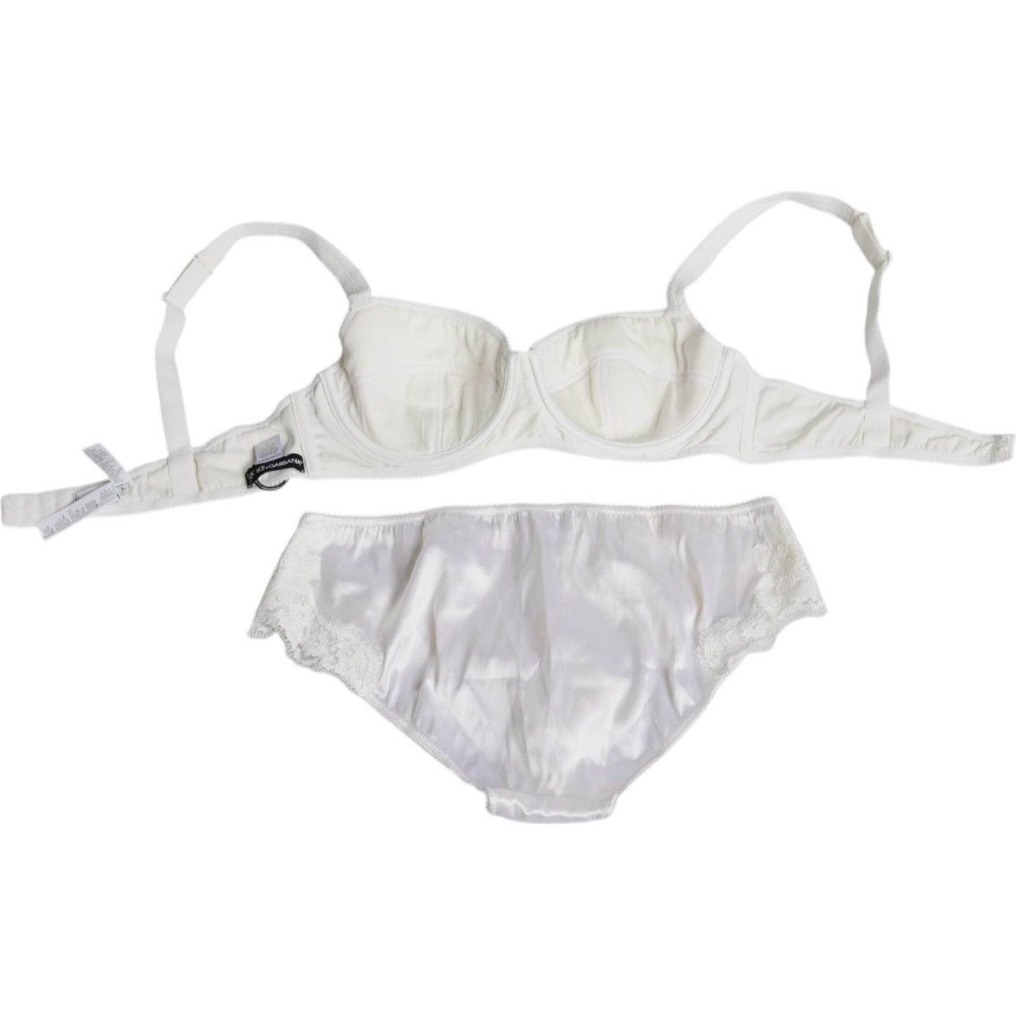 Dolce & Gabbana White Silk Stretch Panty Balconette Bra Underwear Dolce & Gabbana Light Gray