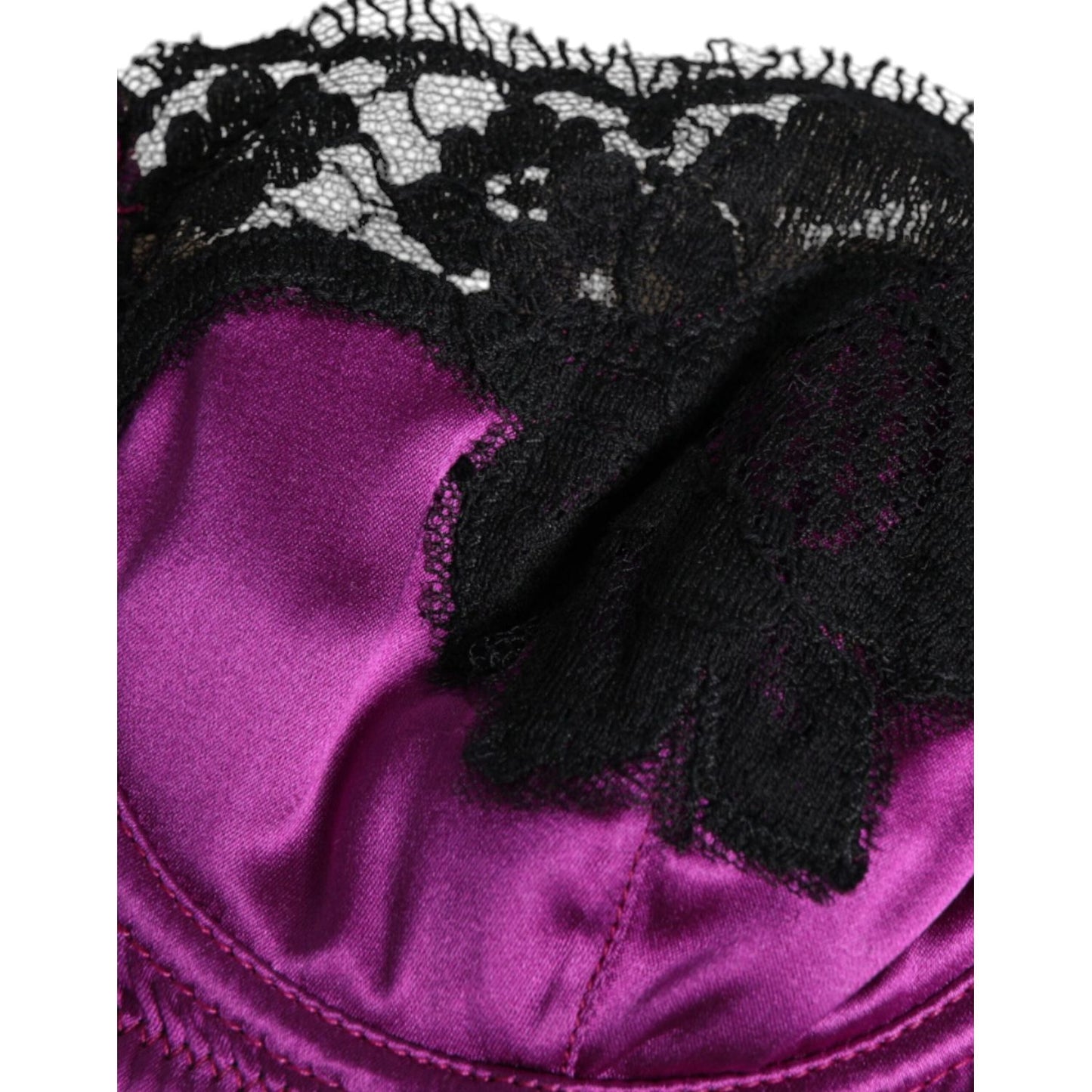 Dolce & Gabbana Purple Silk Underwired Balconette Bra Underwear Dolce & Gabbana Black