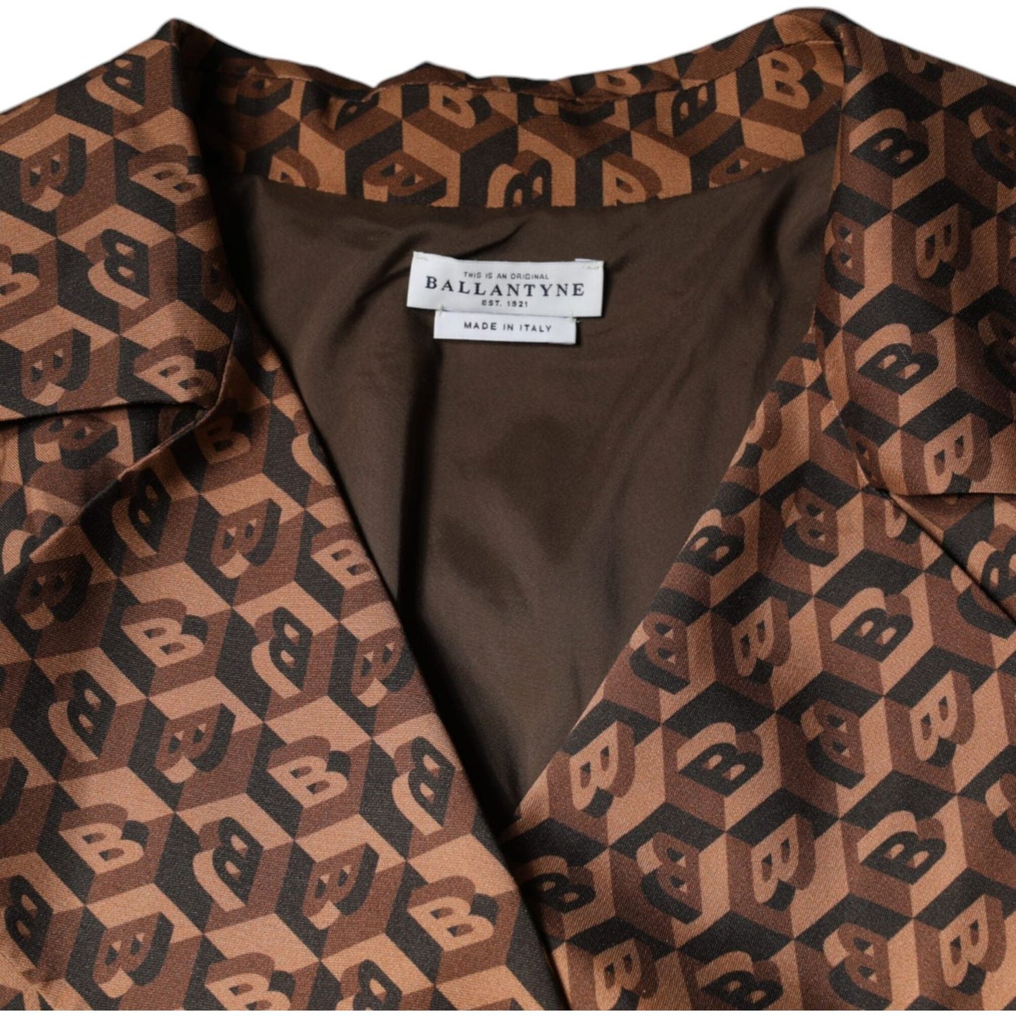 Ballantyne Brown Printed Long Sleeves V-neck Wrap Midi Dress Ballantyne Dark Slate Gray