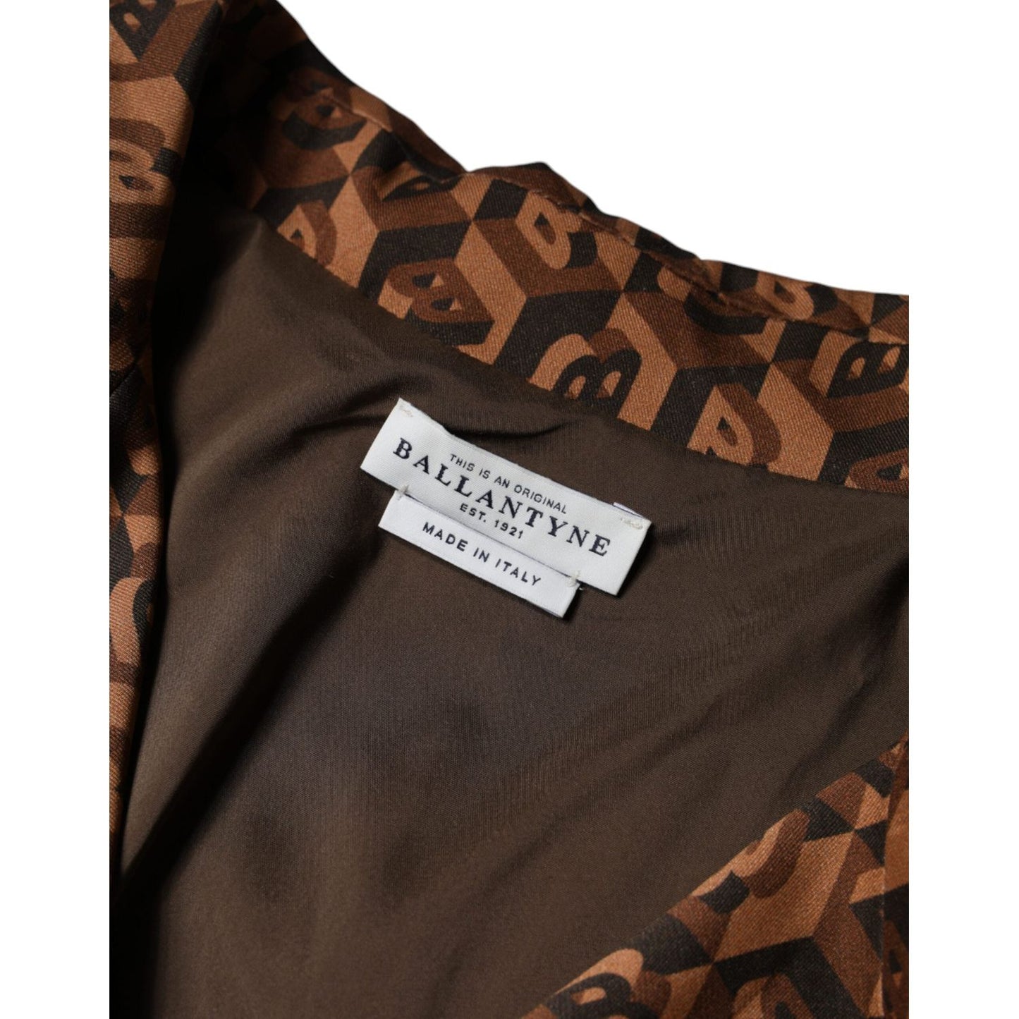 Ballantyne Brown Printed Long Sleeves V-neck Wrap Midi Dress Ballantyne Dark Slate Gray