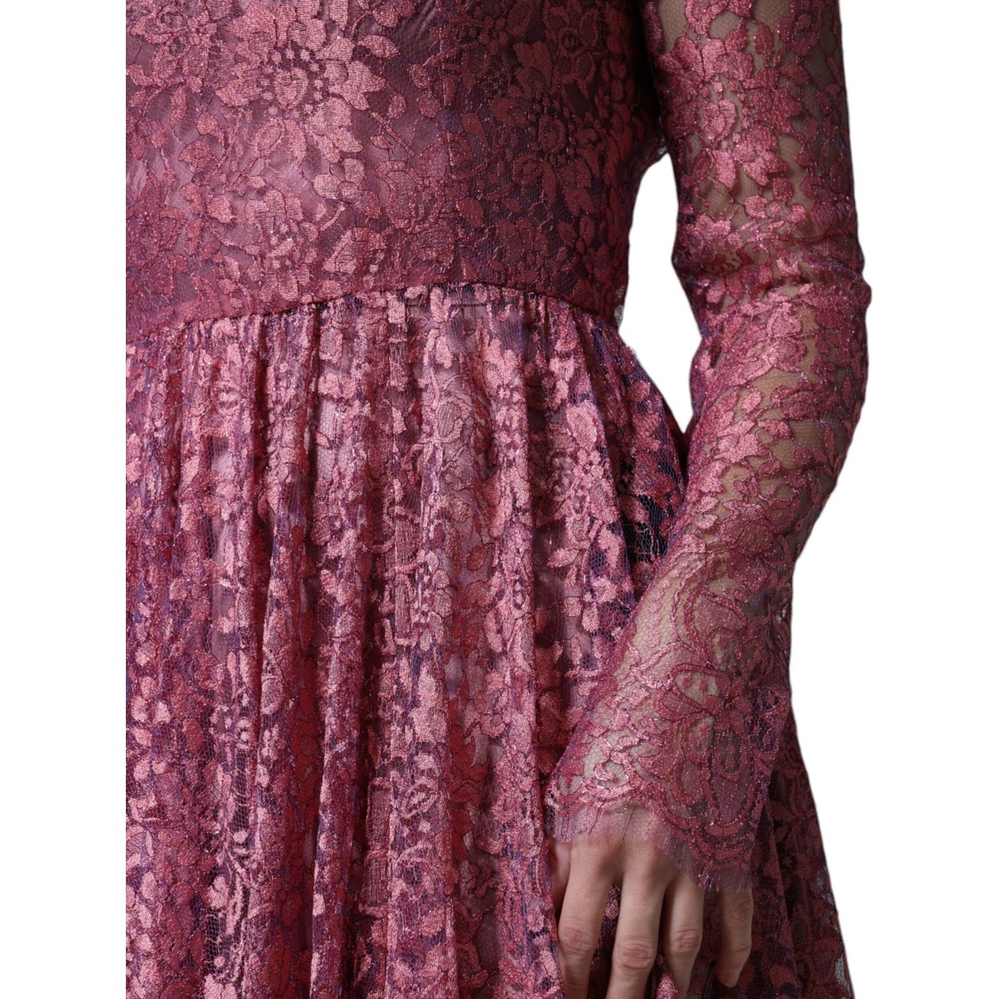 Dolce & Gabbana Fuchsia Floral Lace Long Sleeve Maxi Dress Dolce & Gabbana Sienna