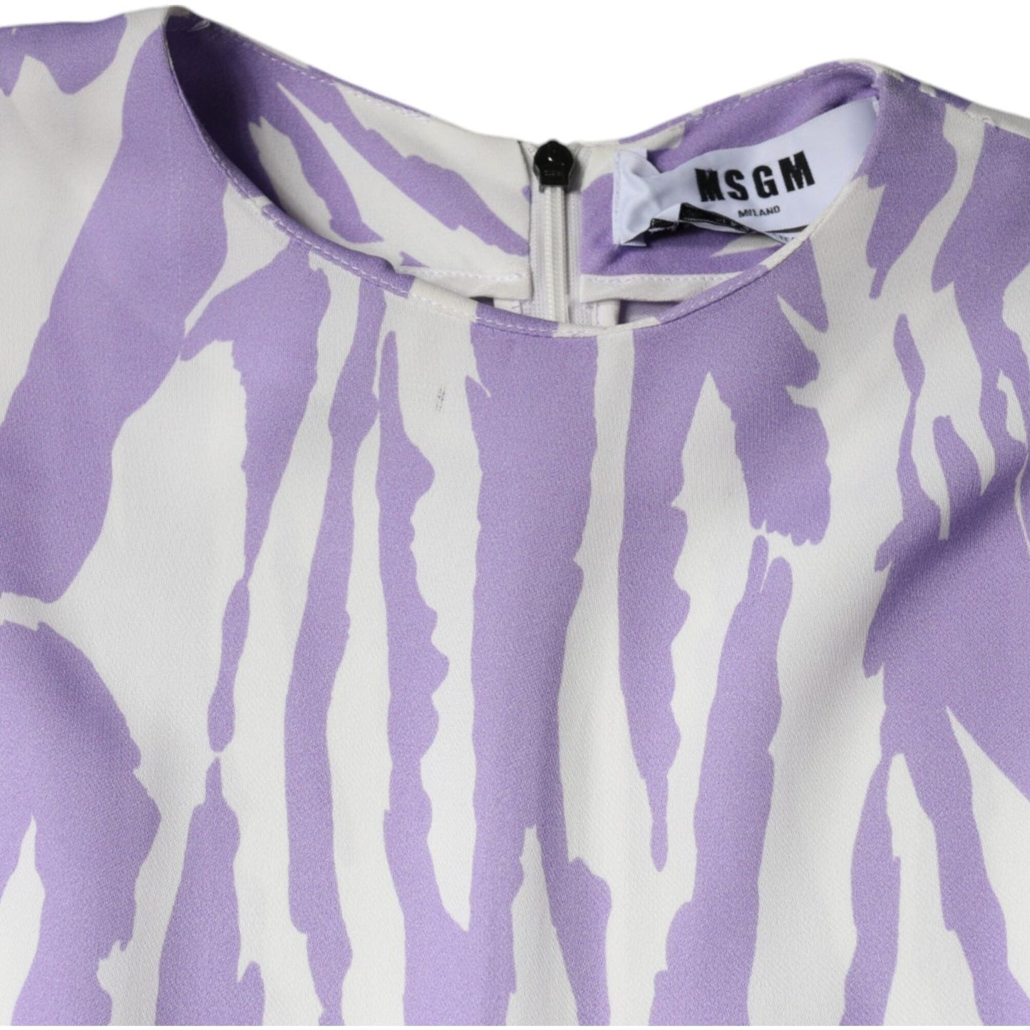 MSGM White Purple Patterned Viscose Short Sleeves Maxi Dress MSGM Gray