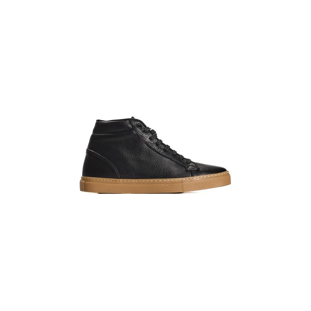 Roberto Pepe Luxury Black Calfskin Men High-Top Sneaker Roberto Pepe Luxury Rosy Brown