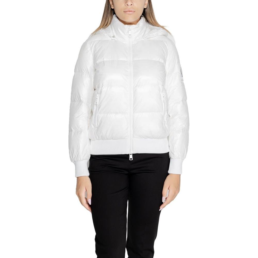 Armani Exchange White Polyamide Jackets & Coat Armani Exchange Antique White