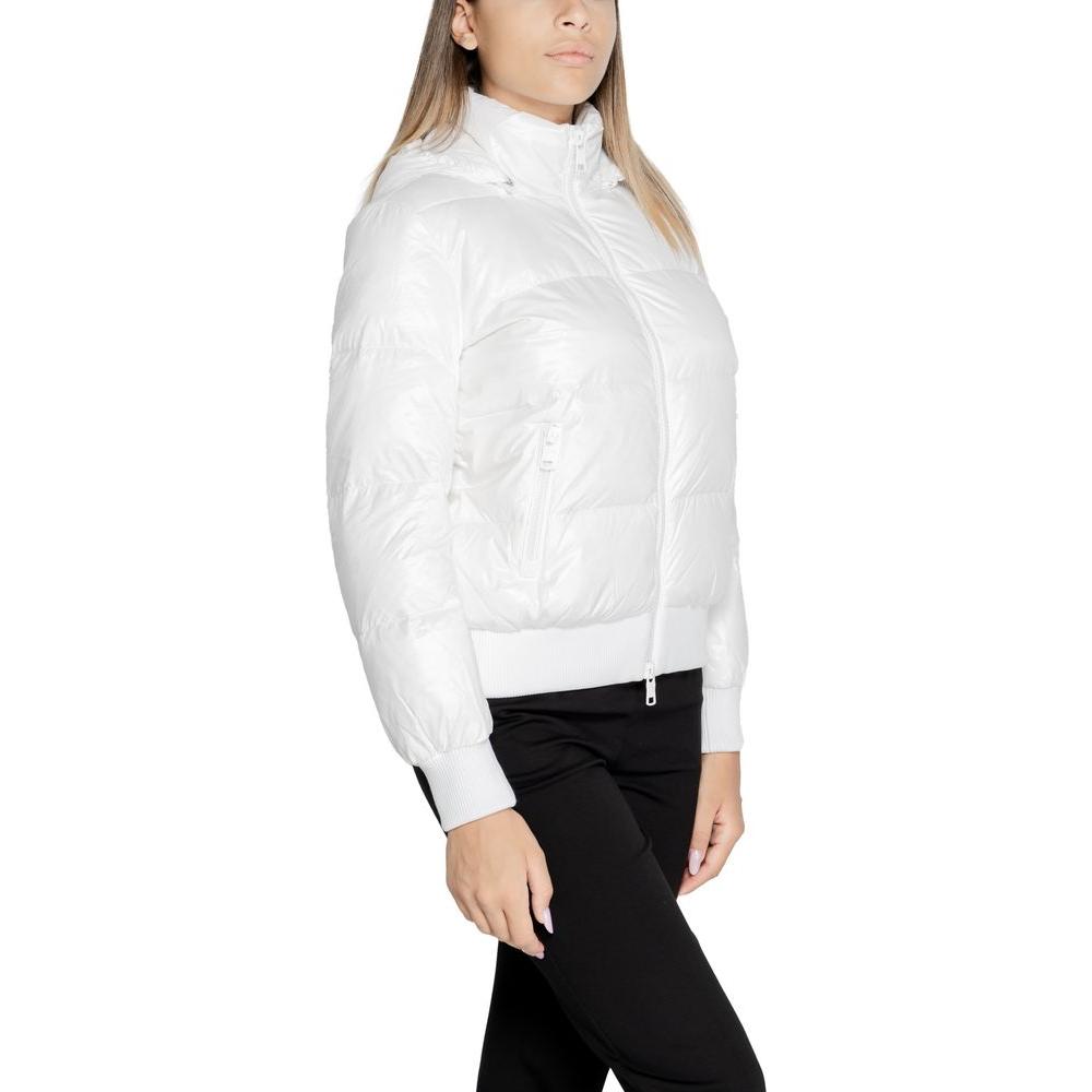 Armani Exchange White Polyamide Jackets & Coat Armani Exchange Black