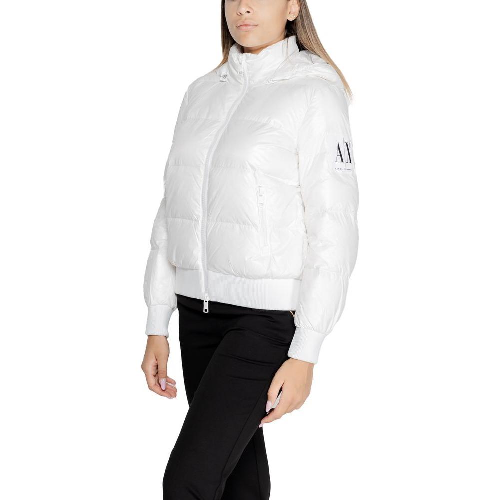 Armani Exchange White Polyamide Jackets & Coat Armani Exchange Black
