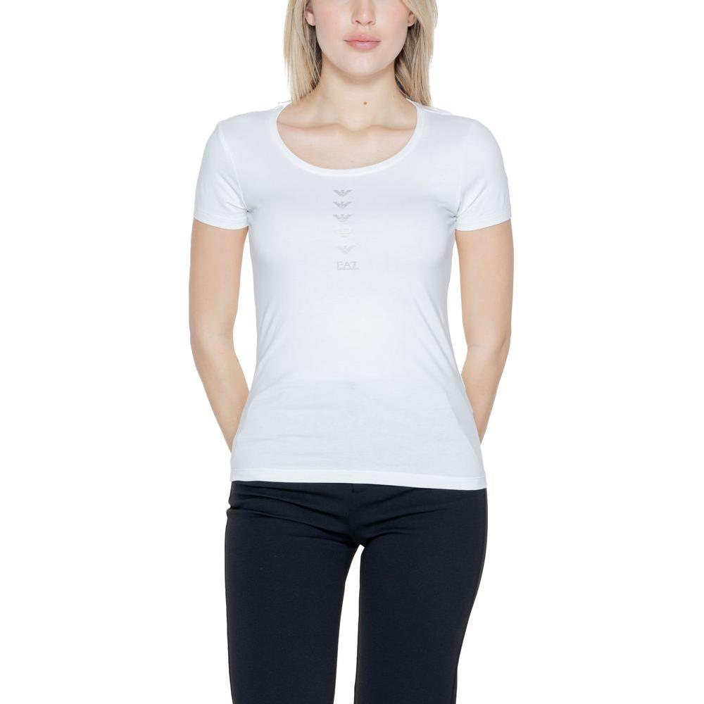 EA7 Emporio Armani White Cotton Tops & T-Shirt EA7 Emporio Armani Black