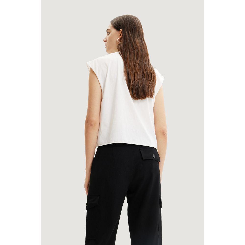 Desigual White Cotton Tops & T-Shirt Desigual Black