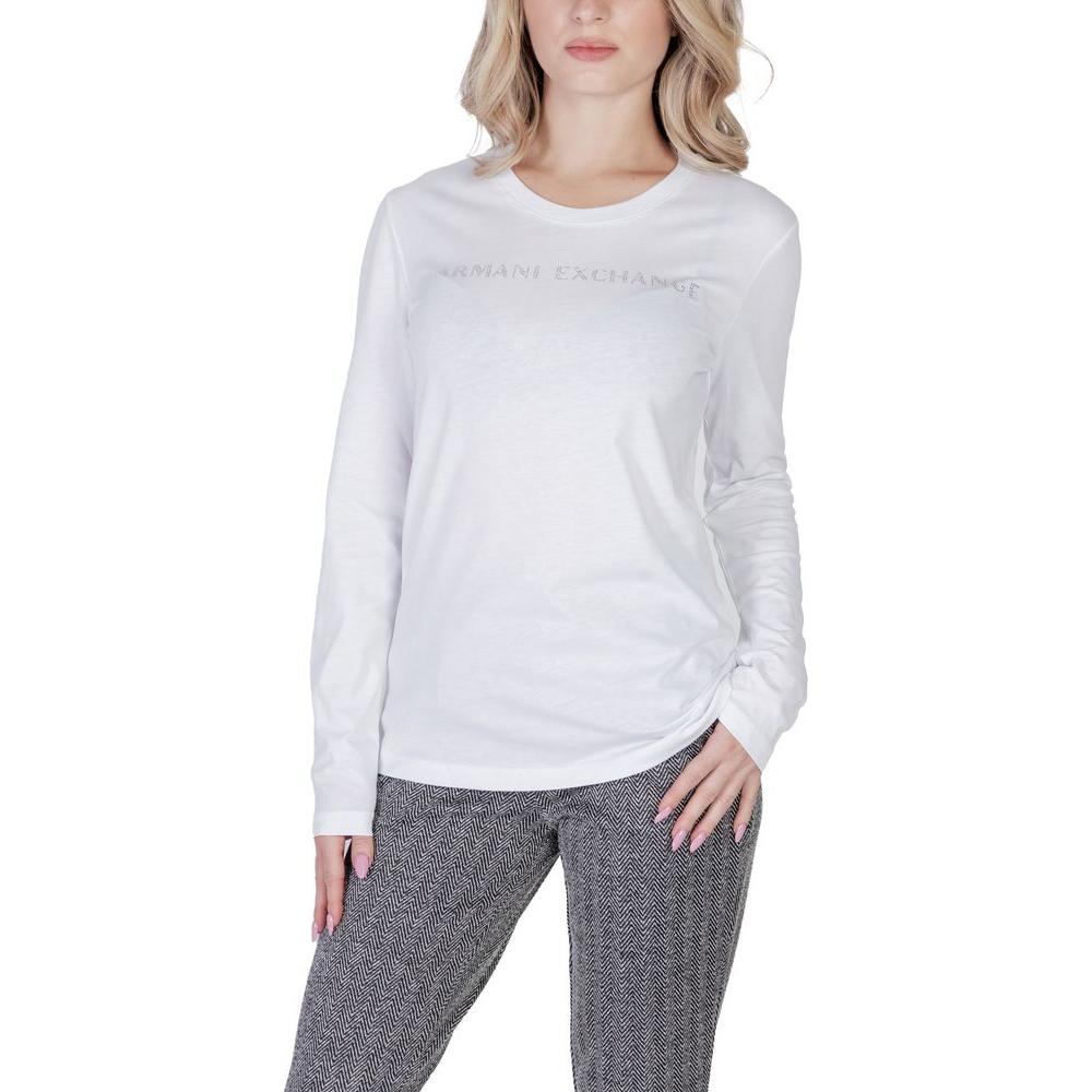 Armani Exchange White Cotton Tops & T-Shirt Armani Exchange Light Gray