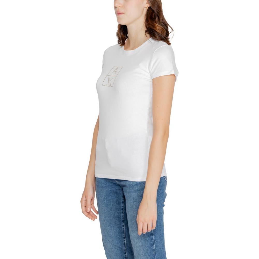 Armani Exchange White Cotton Tops & T-Shirt Armani Exchange Dark Slate Blue