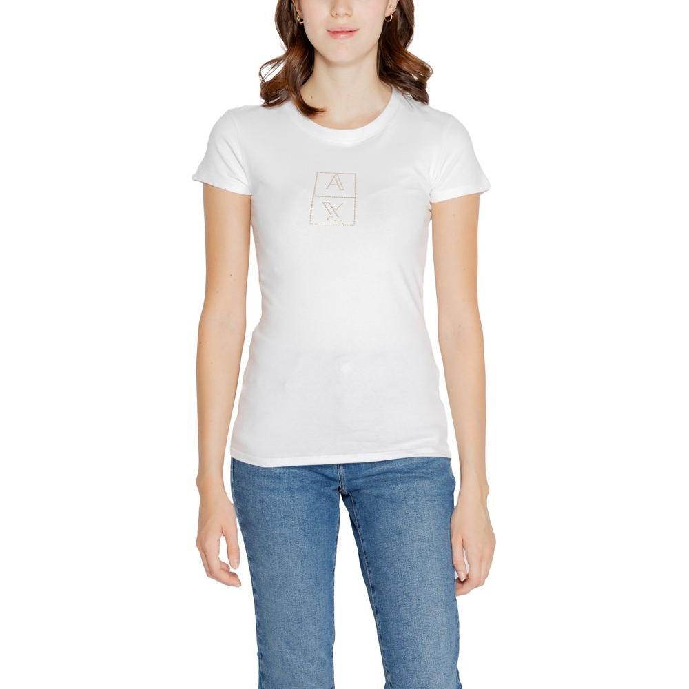 Armani Exchange White Cotton Tops & T-Shirt Armani Exchange Light Gray