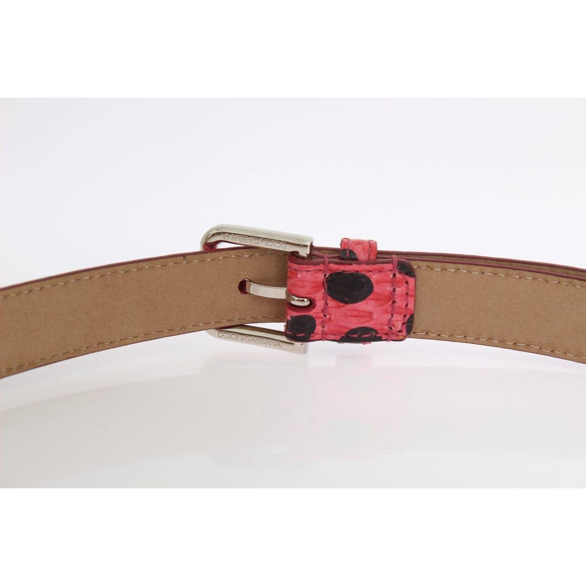 Dolce & Gabbana Polka Dot Snakeskin Belt with Silver Buckle Belt Dolce & Gabbana Lavender