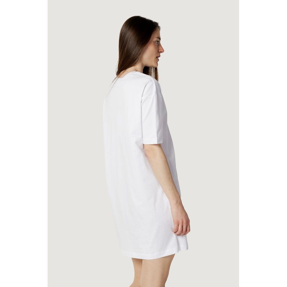 Love Moschino White Cotton Dress Love Moschino Light Gray