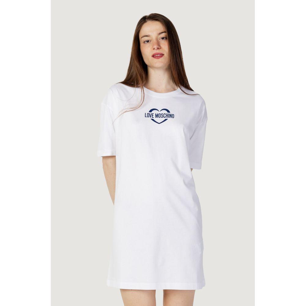 Love Moschino White Cotton Dress Love Moschino Lavender