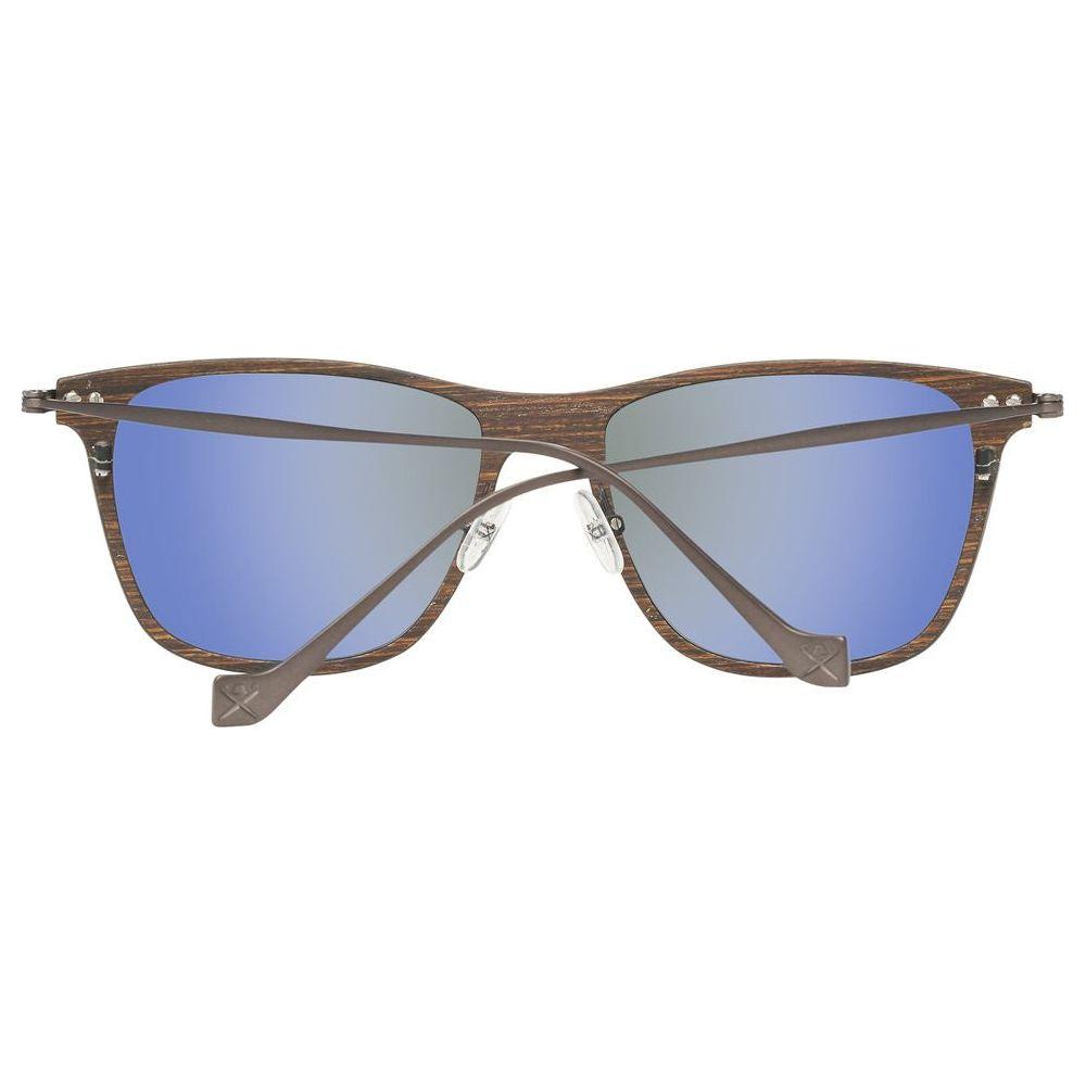Hackett Brown Wood And Metal Sunglasses Hackett Dark Gray