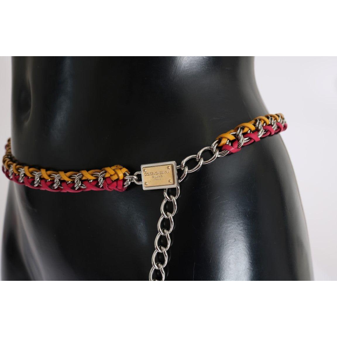 Dolce & Gabbana Elegant Multicolor Crystal-Embellished Belt Belt Dolce & Gabbana Light Gray