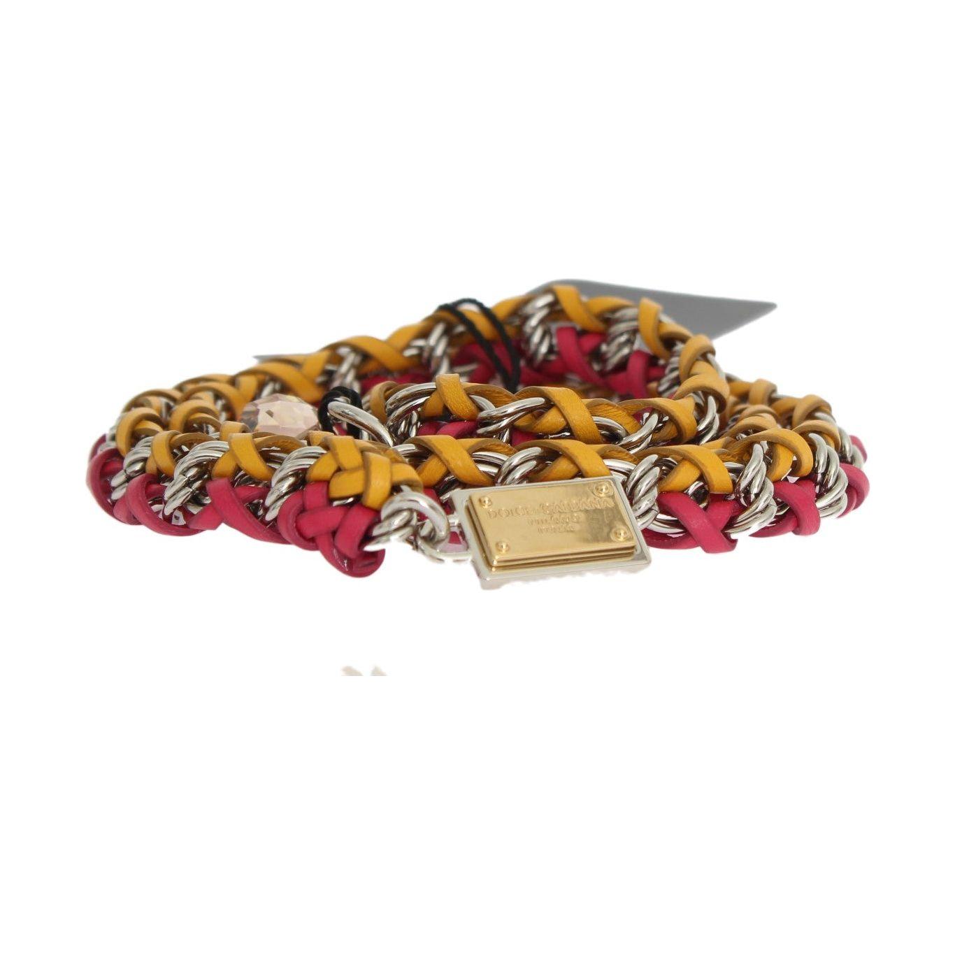Dolce & Gabbana Elegant Multicolor Crystal-Embellished Belt Belt Dolce & Gabbana Dark Khaki
