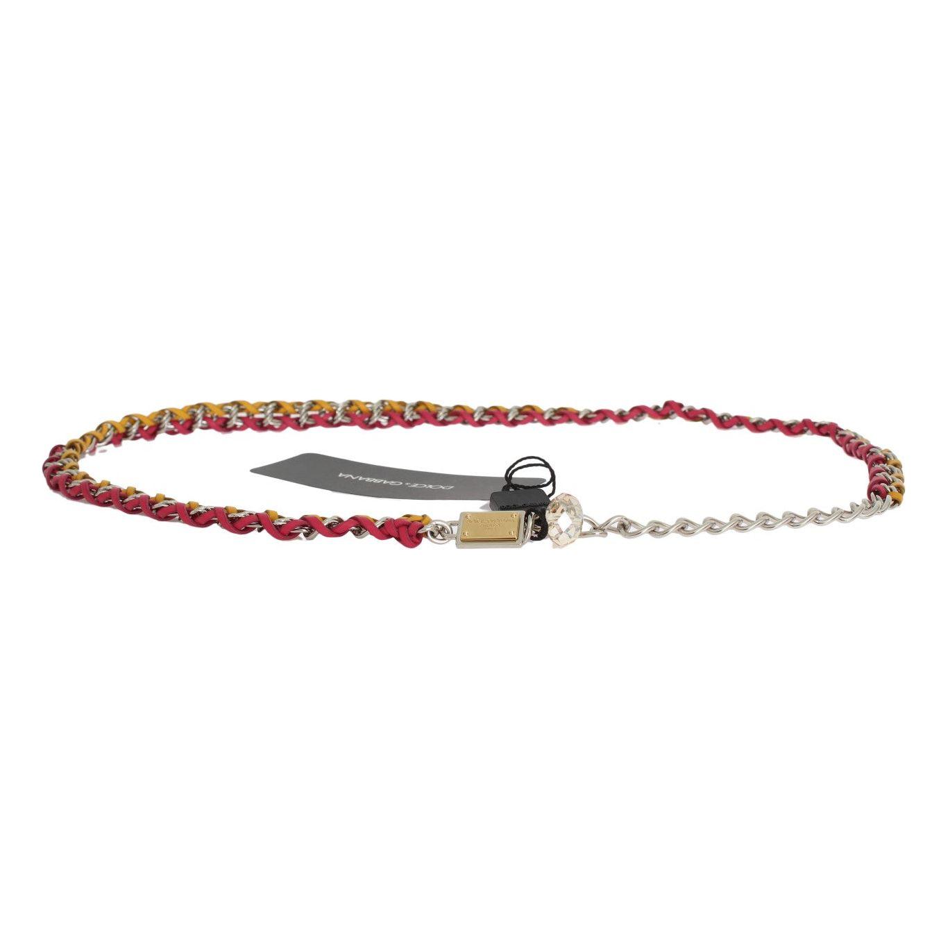 Dolce & Gabbana Elegant Multicolor Crystal-Embellished Belt Belt Dolce & Gabbana Gray