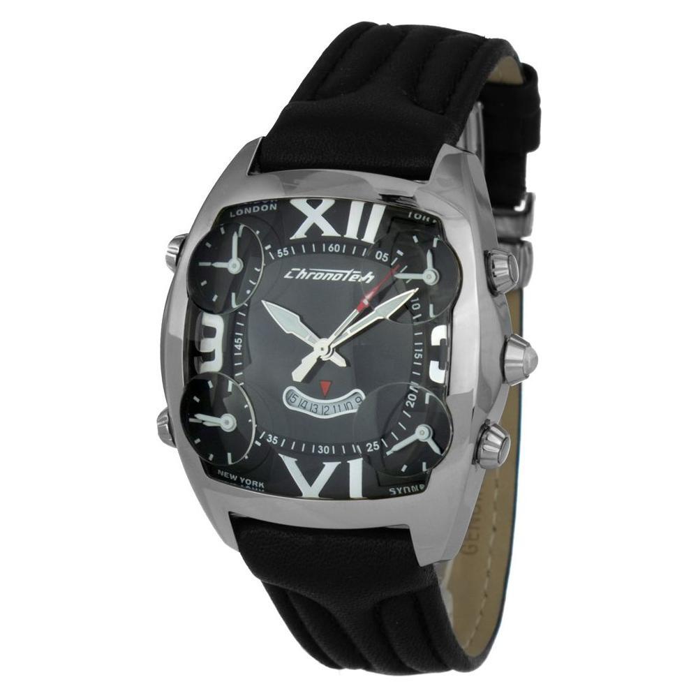 Chronotech Black Leather Watch CHCT7677M02AC