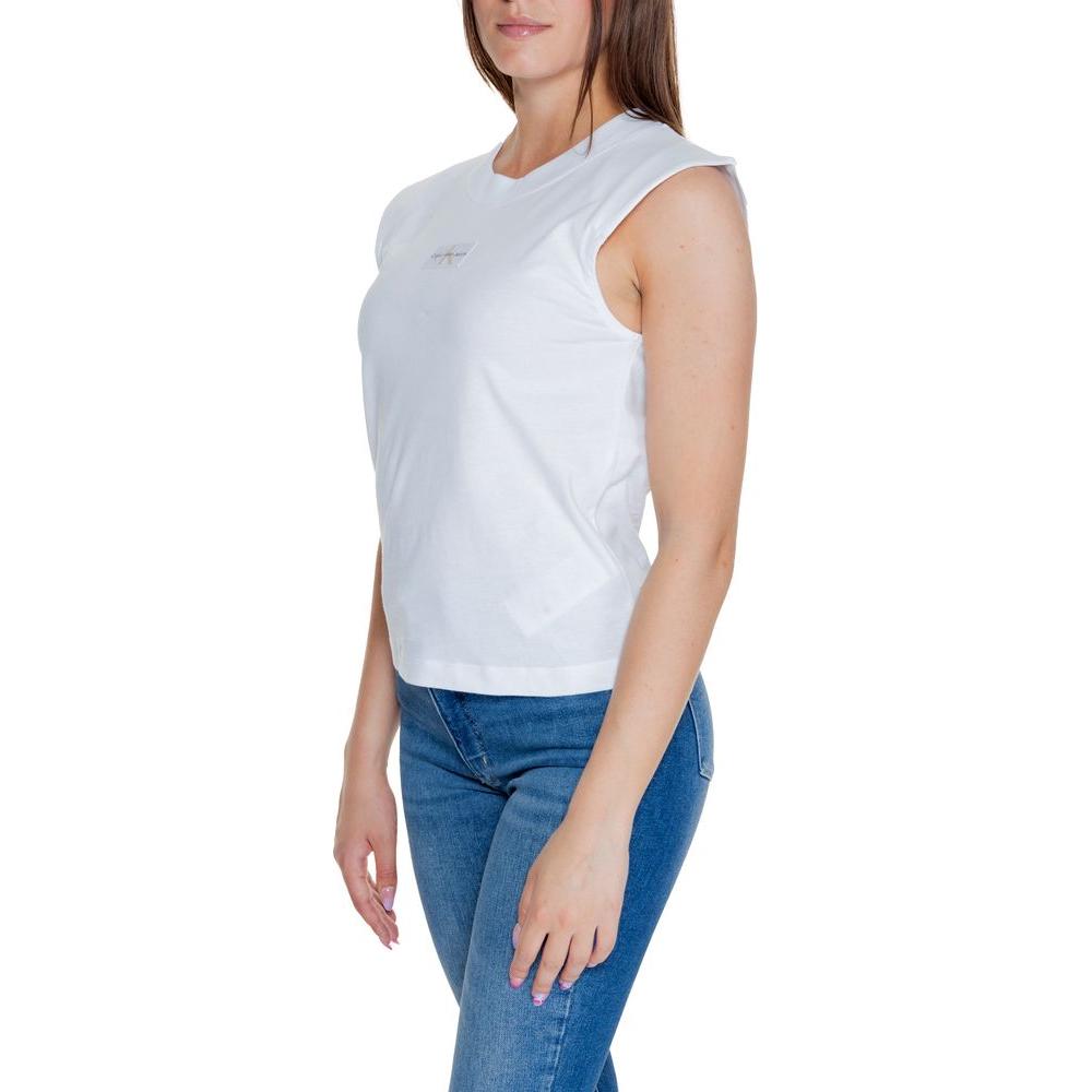 Calvin Klein Jeans White Cotton Tops & T-Shirt Calvin Klein Jeans Gray