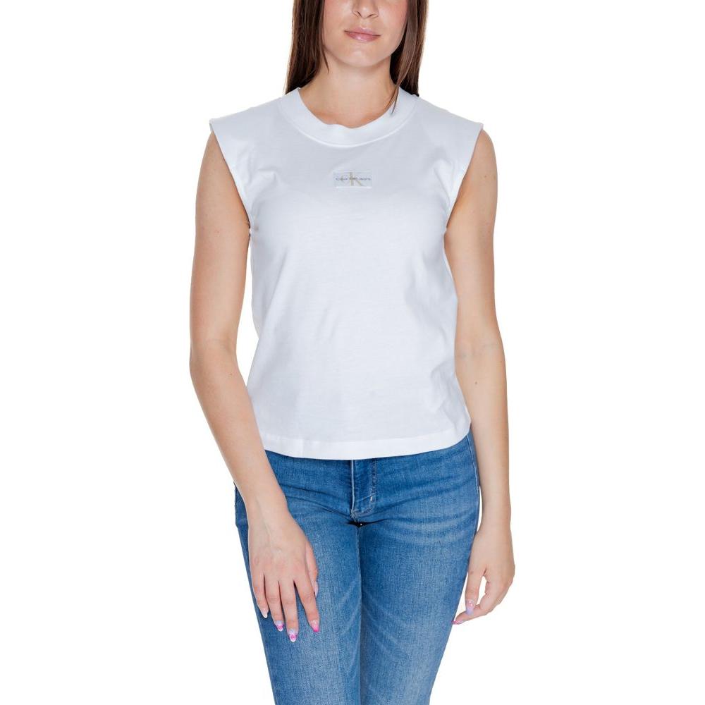 Calvin Klein Jeans White Cotton Tops & T-Shirt Calvin Klein Jeans Light Gray