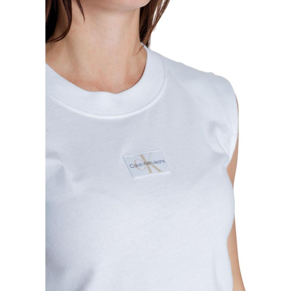 Calvin Klein Jeans White Cotton Tops & T-Shirt Calvin Klein Jeans Light Gray