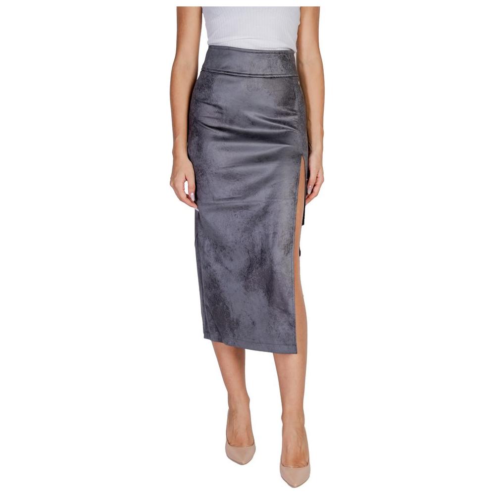 Only Gray Artificial Leather Skirt Only Dim Gray
