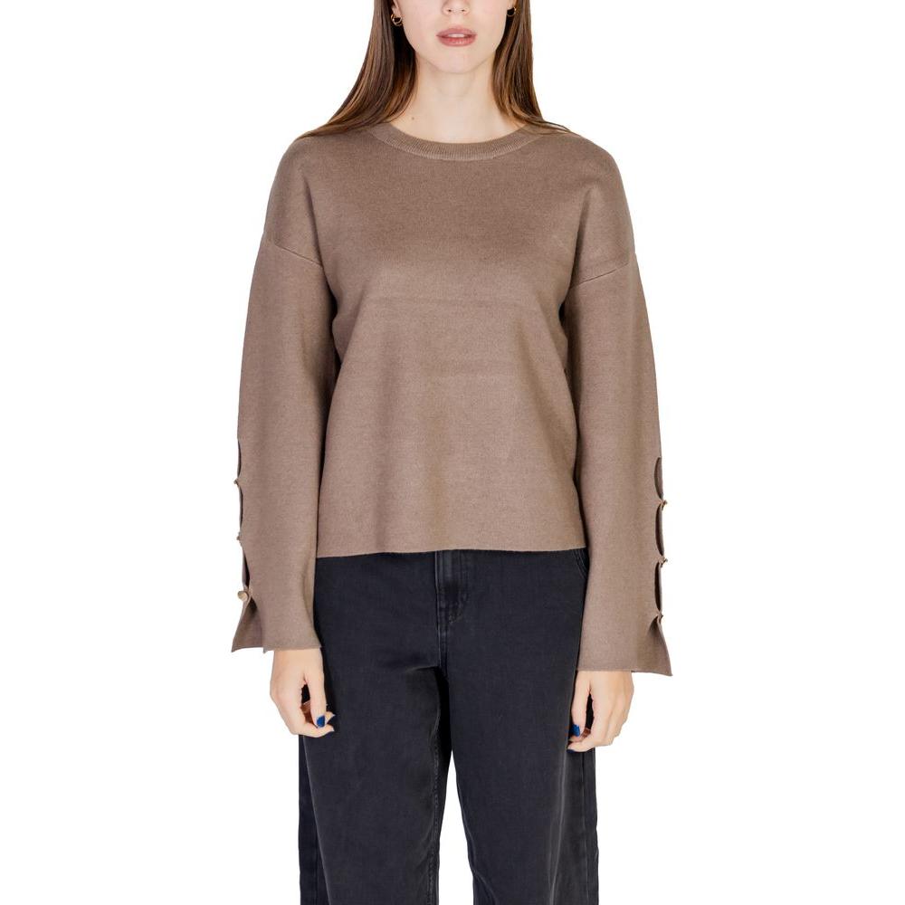 Vila Clothes Gray Viscose Tops & T-Shirt Vila Clothes Rosy Brown