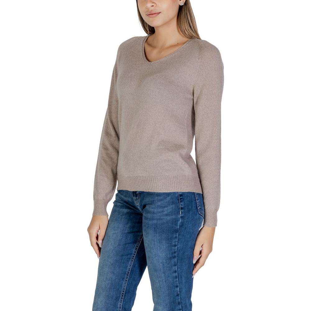 Sandro Ferrone Gray Merino Wool Tops & T-Shirt Sandro Ferrone Rosy Brown