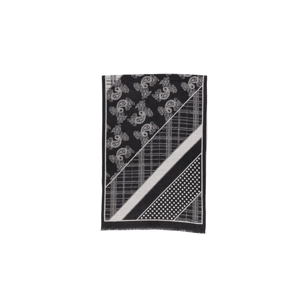 Sandro Ferrone Black Viscose Scarf Sandro Ferrone Dark Slate Gray