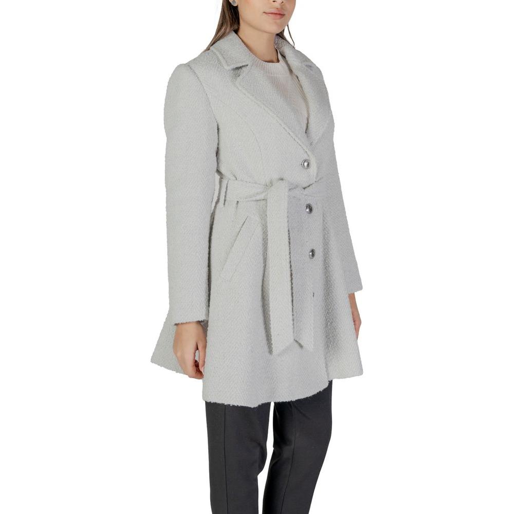 Guess Gray Polyester Jackets & Coat Guess Gray