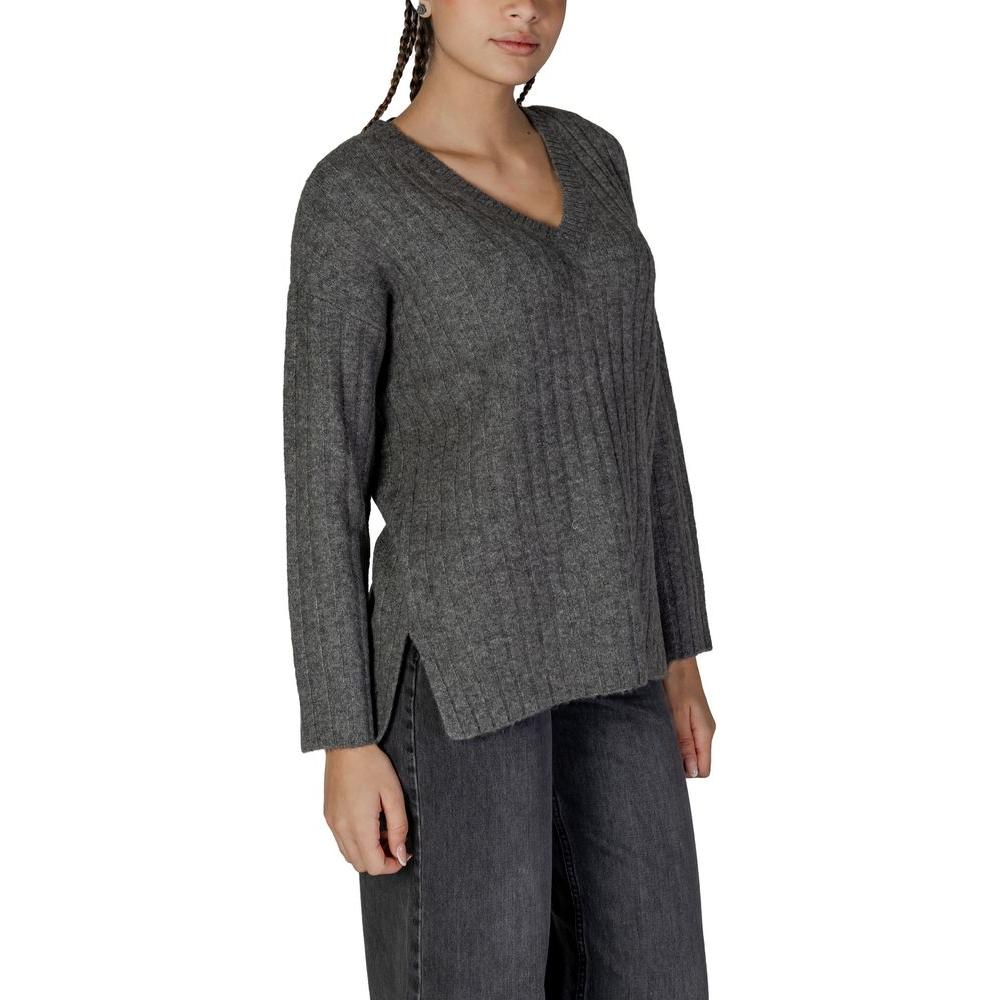Vila Clothes Gray Acrylic Sweater Vila Clothes Dark Slate Gray