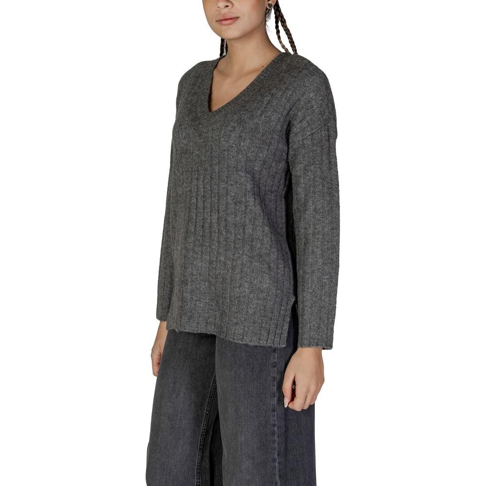 Vila Clothes Gray Acrylic Sweater Vila Clothes Dark Slate Gray