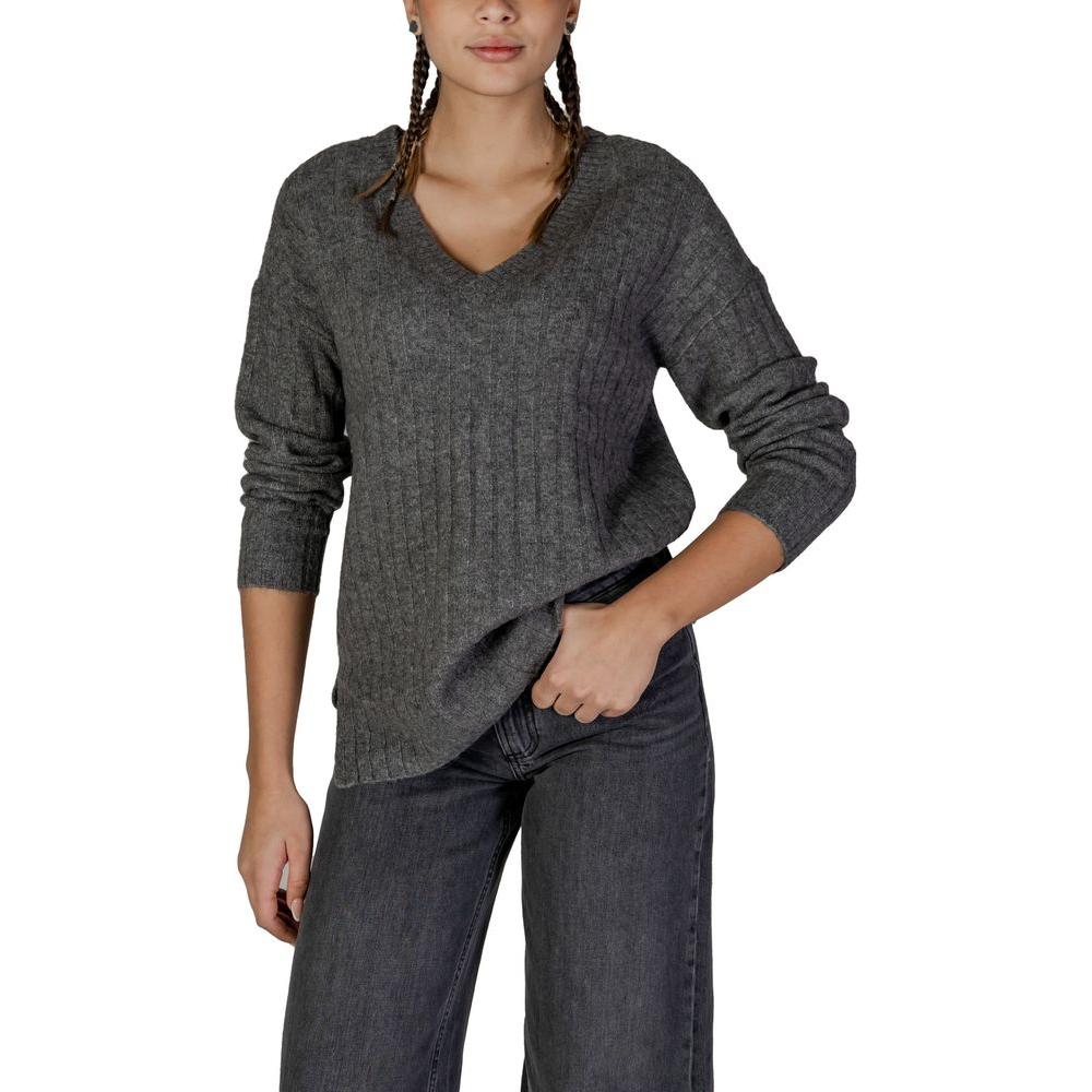 Vila Clothes Gray Acrylic Sweater Vila Clothes Dark Slate Gray