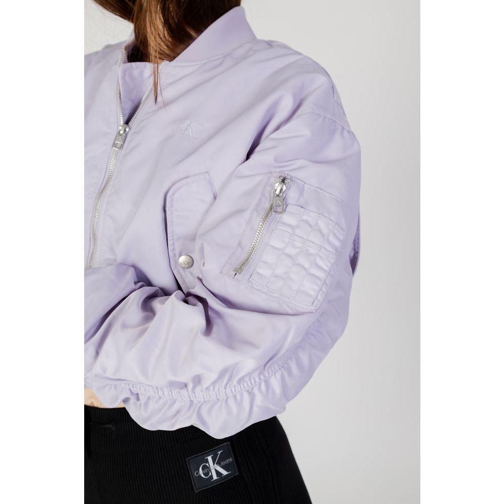 Calvin Klein Jeans Purple Polyamide Jackets & Coat Calvin Klein Jeans Light Gray