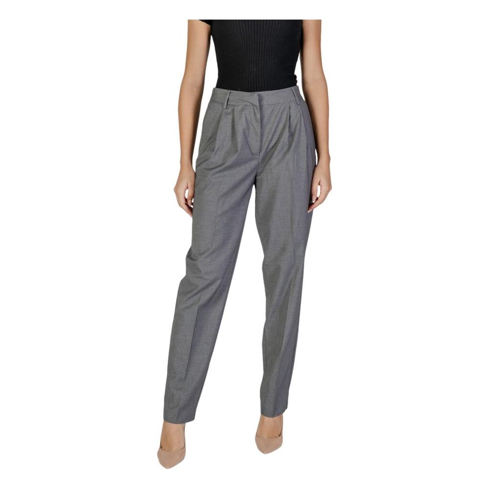 Vila Clothes Gray Polyester Jeans & Pant Vila Clothes Dim Gray