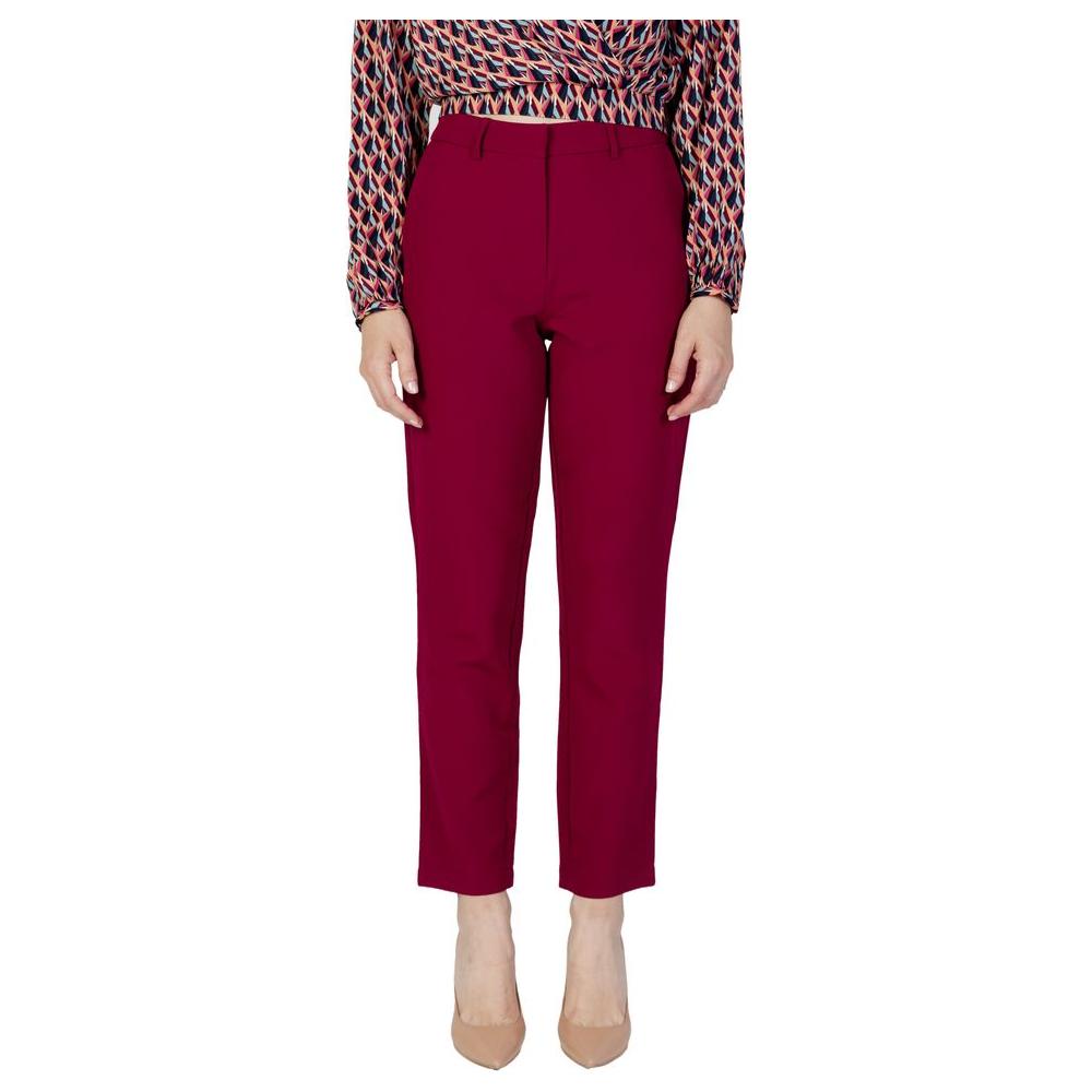 Vila Clothes Bordeaux Polyester Jeans & Pant Vila Clothes Dark Red