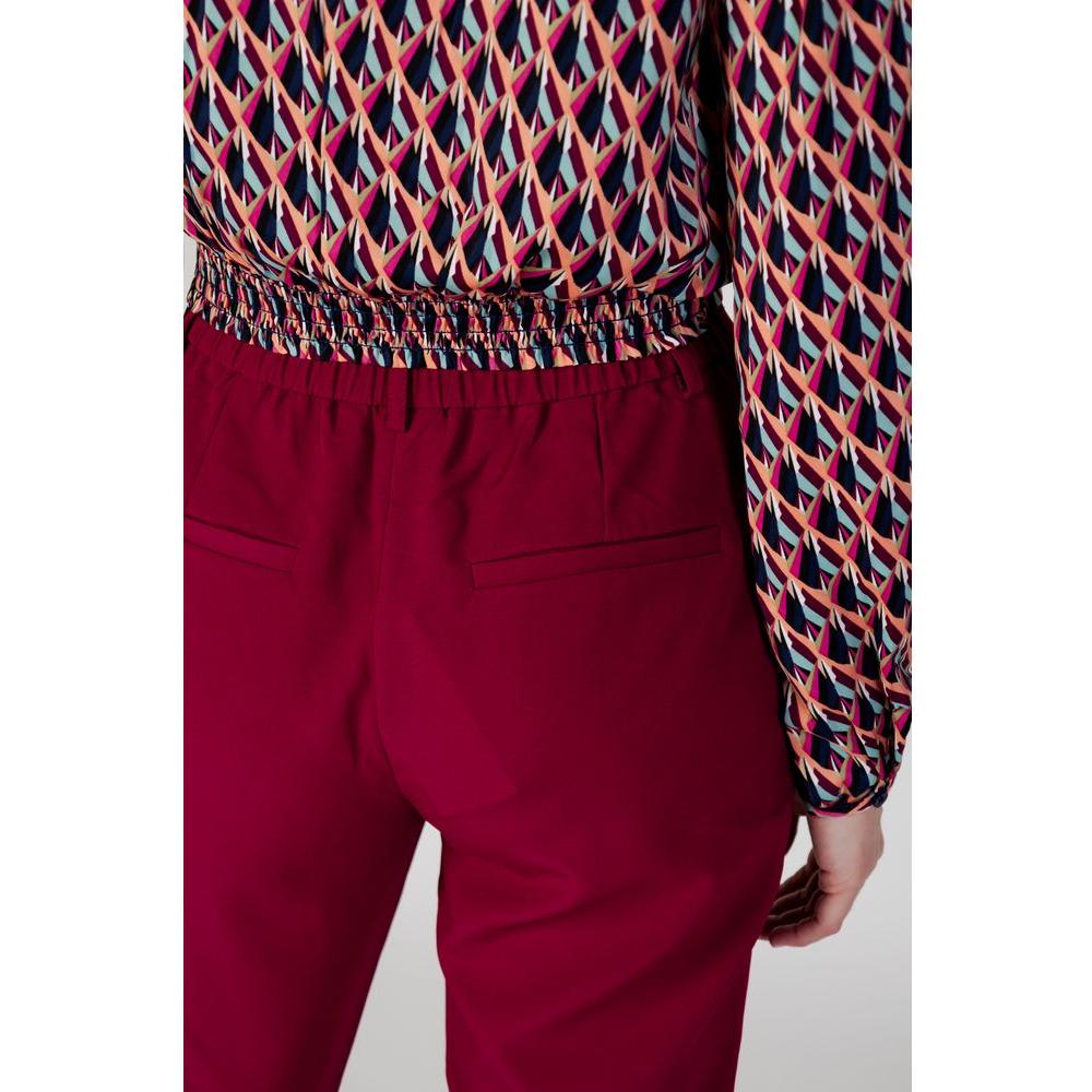 Vila Clothes Bordeaux Polyester Jeans & Pant Vila Clothes Dark Red