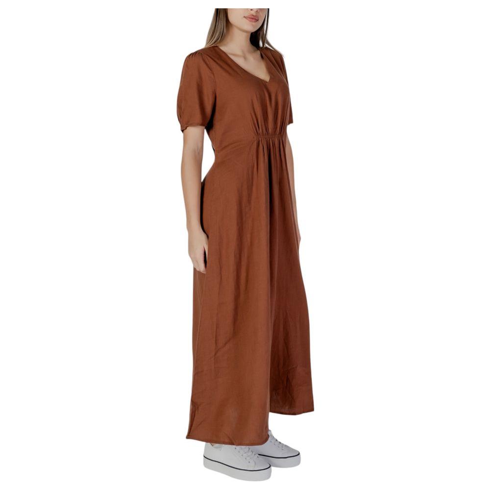 B.Young Brown Linen Dress B.Young Saddle Brown